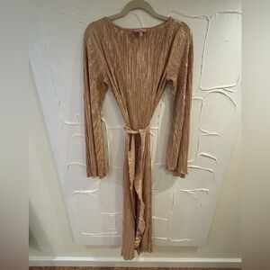 Show Me Your MuMu Metallic Gold Pleated Dress